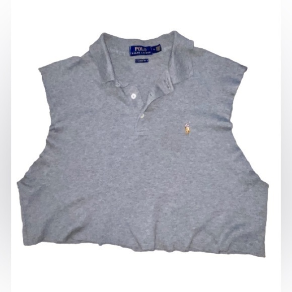 Women’s sleeveless cut off gray Ralph Lauren Polo crop top‎ size large - Picture 3 of 10